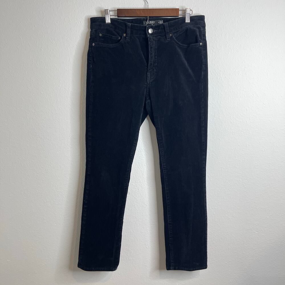Lauren Ralph Lauren Women’s Black Corduroy Pants Size 12 Stretch Straight Leg